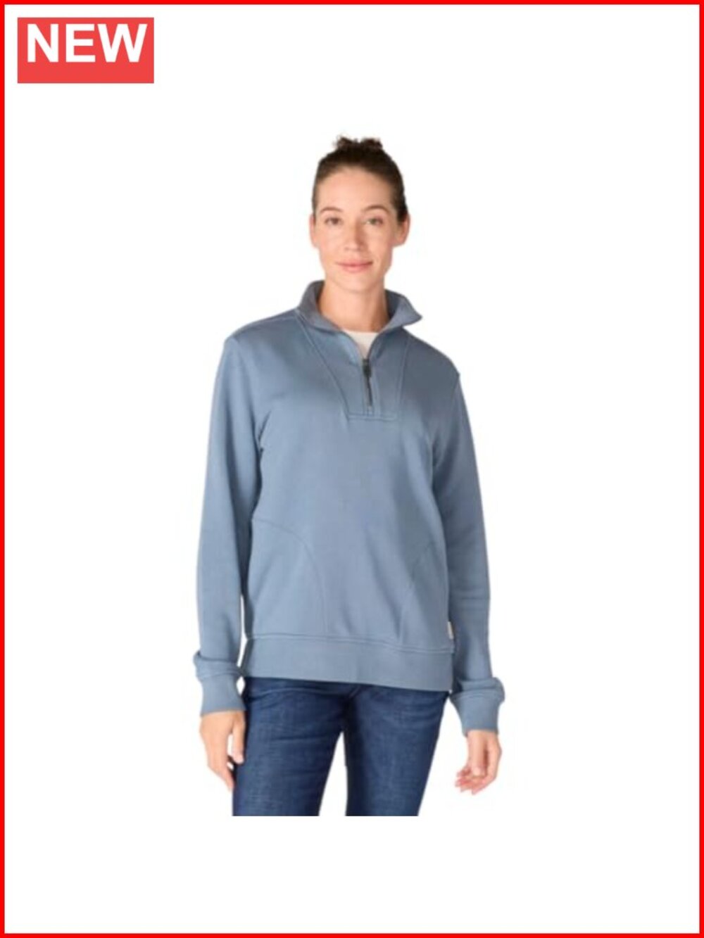 TENCEL Fiber Half-Zip Sweatshirt Relaxed Fit Long Sleeve Women's
